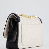 Chanel Vintage White, Black Trim Matelasse Cross-Body Bag in Lambskin Leather with 24K Gold Hardware