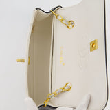 Chanel Vintage White, Black Trim Matelasse Cross-Body Bag in Lambskin Leather with 24K Gold Hardware