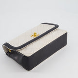 Chanel Vintage White, Black Trim Matelasse Cross-Body Bag in Lambskin Leather with 24K Gold Hardware