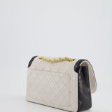 Chanel Vintage White, Black Trim Matelasse Cross-Body Bag in Lambskin Leather with 24K Gold Hardware