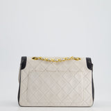 Chanel Vintage White, Black Trim Matelasse Cross-Body Bag in Lambskin Leather with 24K Gold Hardware