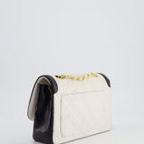 Chanel Vintage White, Black Trim Matelasse Cross-Body Bag in Lambskin Leather with 24K Gold Hardware