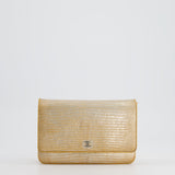 Chanel Metallic Gold Ombre Lizard Wallet on Chain Bag with Gun Metal Hardware