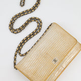 Chanel Metallic Gold Ombre Lizard Wallet on Chain Bag with Gun Metal Hardware