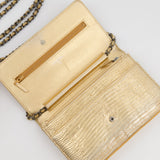 Chanel Metallic Gold Ombre Lizard Wallet on Chain Bag with Gun Metal Hardware