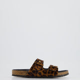 Saint Laurent Leopard Pony Skin Buckle Sandals Size EU 35