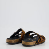 Saint Laurent Leopard Pony Skin Buckle Sandals Size EU 35