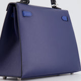 Hermès Kelly 25cm Tricolour Bag in Bleu Saphir, Bleu France and Black Epsom Leather with Palladium Hardware