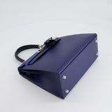 Hermès Kelly 25cm Tricolour Bag in Bleu Saphir, Bleu France and Black Epsom Leather with Palladium Hardware