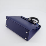 Hermès Kelly 25cm Tricolour Bag in Bleu Saphir, Bleu France and Black Epsom Leather with Palladium Hardware