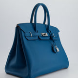 Hermès Birkin 35cm Bag in Blue Petrole Togo Leather with Palladium Hardware