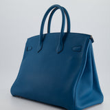 Hermès Birkin 35cm Bag in Blue Petrole Togo Leather with Palladium Hardware