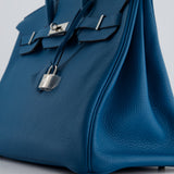 Hermès Birkin 35cm Bag in Blue Petrole Togo Leather with Palladium Hardware