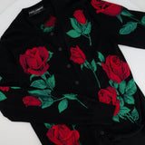 Dolce & Gabbana Black and Red Floral Cashmere Cardigan Size IT 40 (UK 8)