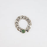 Christian Dior X Kenny Scharf Silver Cuban Link Bracelet with Jade Stone and Crystals