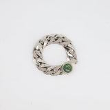 Christian Dior X Kenny Scharf Silver Cuban Link Bracelet with Jade Stone and Crystals