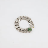 Christian Dior X Kenny Scharf Silver Cuban Link Bracelet with Jade Stone and Crystals