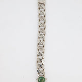 Christian Dior X Kenny Scharf Silver Cuban Link Bracelet with Jade Stone and Crystals