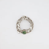 Christian Dior X Kenny Scharf Silver Cuban Link Bracelet with Jade Stone and Crystals