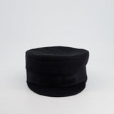 Christian Dior Black Ribbed Baker Boy Hat with Logo Detail Size 57cm