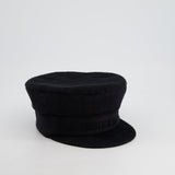 Christian Dior Black Ribbed Baker Boy Hat with Logo Detail Size 57cm