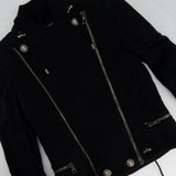 Balmain Black Jersey Knit Biker Jacket Size FR 36 (UK 8)