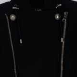 Balmain Black Jersey Knit Biker Jacket Size FR 36 (UK 8)