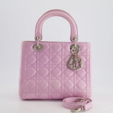 Christian Dior Lilac Medium Lady Dior Bag in Lambskin Leather with Silver Hardware RRP £5,300