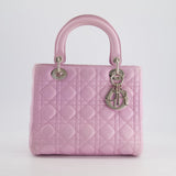 Christian Dior Lilac Medium Lady Dior Bag in Lambskin Leather with Silver Hardware RRP £5,300