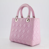 Christian Dior Lilac Medium Lady Dior Bag in Lambskin Leather with Silver Hardware RRP £5,300