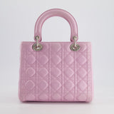 Christian Dior Lilac Medium Lady Dior Bag in Lambskin Leather with Silver Hardware RRP £5,300