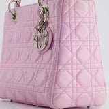 Christian Dior Lilac Medium Lady Dior Bag in Lambskin Leather with Silver Hardware RRP £5,300