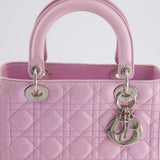 Christian Dior Lilac Medium Lady Dior Bag in Lambskin Leather with Silver Hardware RRP £5,300