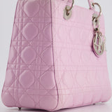 Christian Dior Lilac Medium Lady Dior Bag in Lambskin Leather with Silver Hardware RRP £5,300