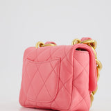 Chanel Pink Mini Flap Bag With Large Chain Brushed Gold Hardware