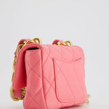 Chanel Pink Mini Flap Bag With Large Chain Brushed Gold Hardware