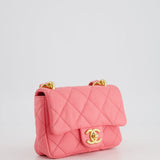 Chanel Pink Mini Flap Bag With Large Chain Brushed Gold Hardware