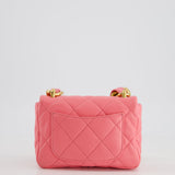 Chanel Pink Mini Flap Bag With Large Chain Brushed Gold Hardware