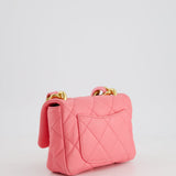 Chanel Pink Mini Flap Bag With Large Chain Brushed Gold Hardware