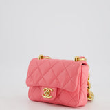 Chanel Pink Mini Flap Bag With Large Chain Brushed Gold Hardware