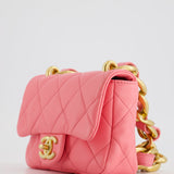 Chanel Pink Mini Flap Bag With Large Chain Brushed Gold Hardware