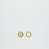 Chanel Vintage 94P Gold Iridescent Pearl with CC Logo Round Clip-On Earrings