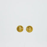 Chanel Vintage 94P Gold Iridescent Pearl with CC Logo Round Clip-On Earrings