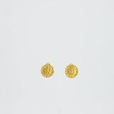 Chanel Vintage Yellow Gold with Blue Pearl Round Clip-On Earrings with CC Logo