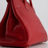 Hermès Birkin 35cm Retourne Bag in Rouge Clemence Leather with Gold Hardware