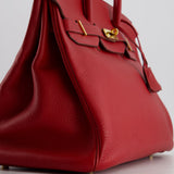 Hermès Birkin 35cm Retourne Bag in Rouge Clemence Leather with Gold Hardware