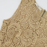 Prada Metallic Gold Sleeveless Floral Crochet Midi Dress Size IT 42 (UK 10)