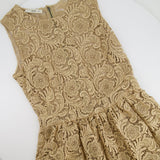 Prada Metallic Gold Sleeveless Floral Crochet Midi Dress Size IT 42 (UK 10)