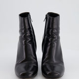 Saint Laurent Black Leather Heeled Boots with Black YSL Logo Detail Size EU 39