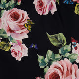 Dolce & Gabbana Black and Pink Silk Floral Printed Layered Midi Dress Size IT 42 (UK 10)